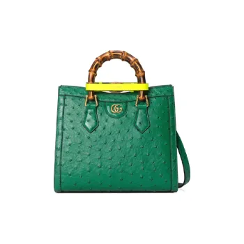 GUCCI Diana Ostrich Leather Shoulder Bag Crossbody Bag Handbag Small Size Women's Green