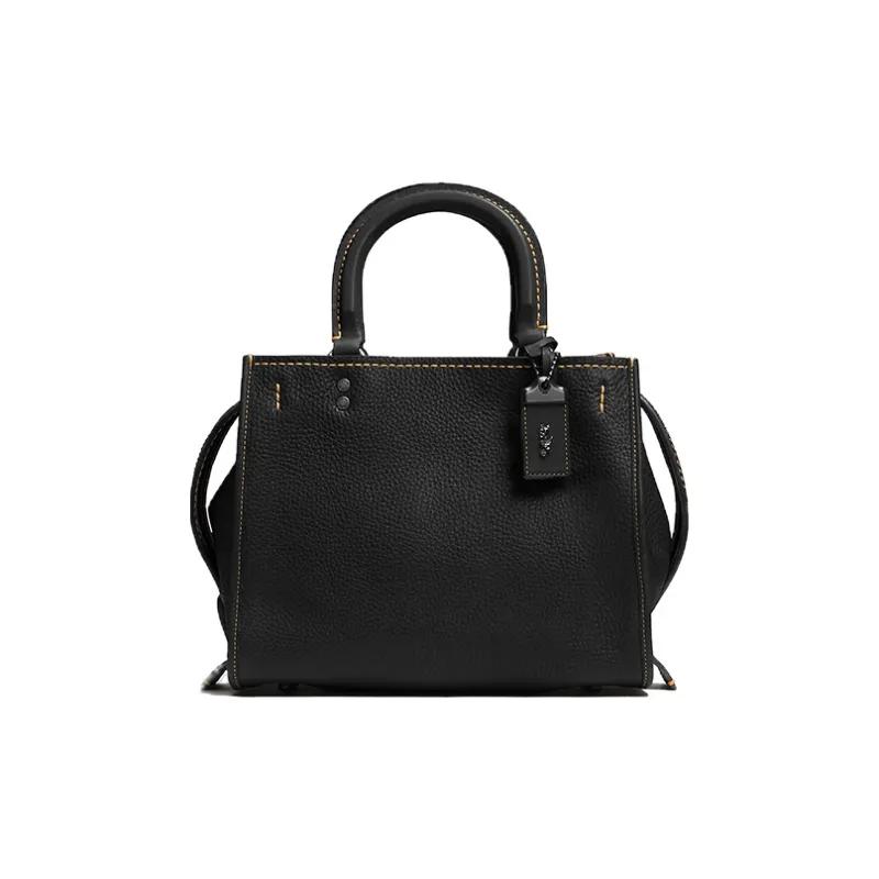 COACH Rogue Flesh Pigeon Leather Tote Bag, Shopping Bag, Shoulder Bag, Crossbody Bag, Handbag Medium Size Women's Black-0