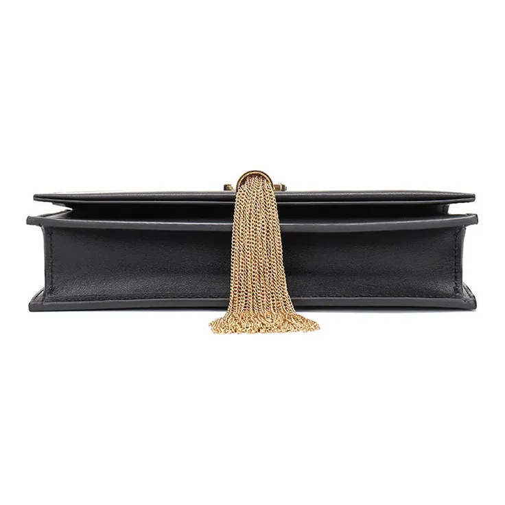 SAINT LAURENT Cow Leather Fringe Bag Wallet, Crossbody Bag, Shoulder Bag Women's Black-4