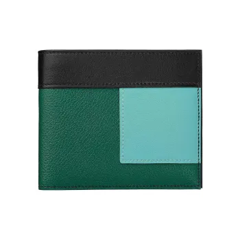 HERMES MC² Euclide Evergrain Calfskin Wallet Men's Peacock Green/Dike Lake Blue/Black