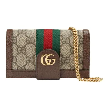 GUCCI Canvas With Leather Handbag Shoulder Bag Crossbody Bag IPhone 7/8 Cell Phone Pouch Unisex Ebony