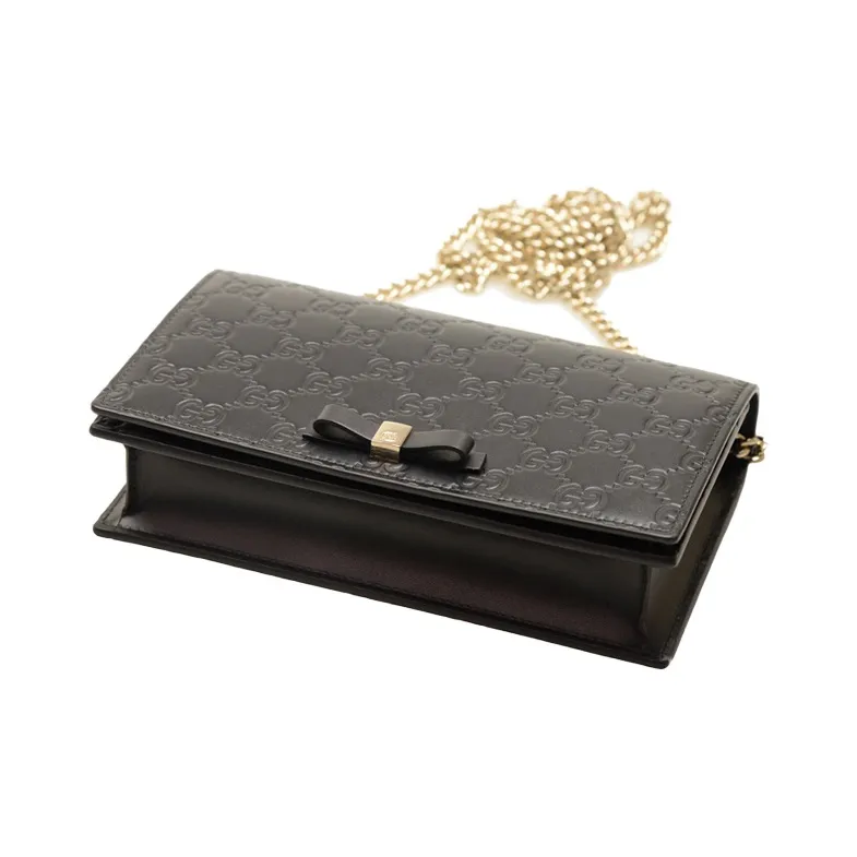 GUCCI Leather Wallet Shoulder Bag Crossbody Bag Regular Women's Black-3