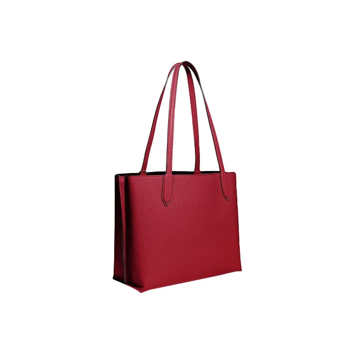 COACH Willow Polished Grained Leather Patchwork Canvas Tote Bag Shopping Bag Handbag Shoulder Bag Women's Vintage Red-1
