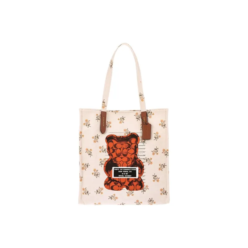COACH Vandal Gummy Collaboration Recycled Tote Leather Tote Bag Shopping Bag Shoulder Bags Large Size Women's White-0