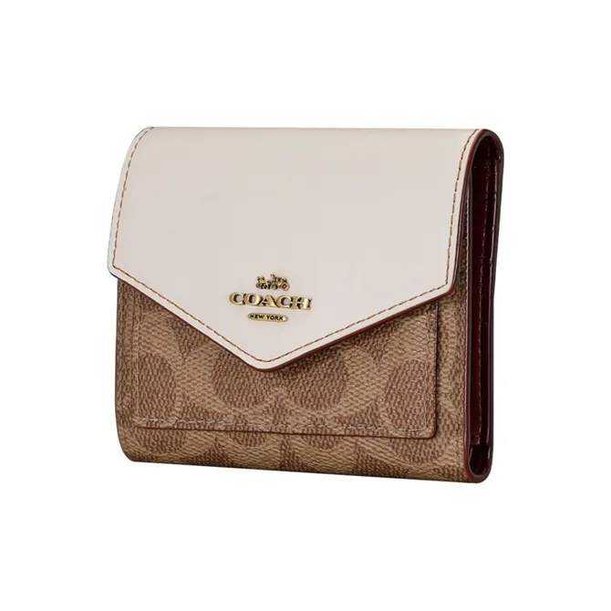 COACH Wallet, Envelope Wallet Trumpets Women's Brown & Yellow Monogram & Pink & White-1