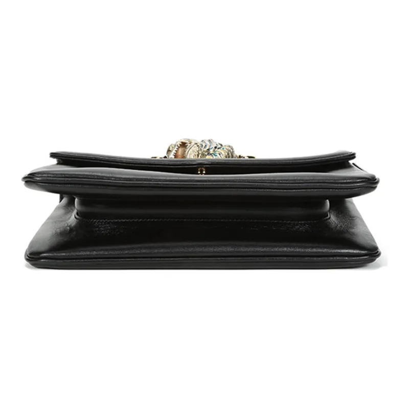 GUCCI Leather Shoulder Bag Small Size Women's Black-4