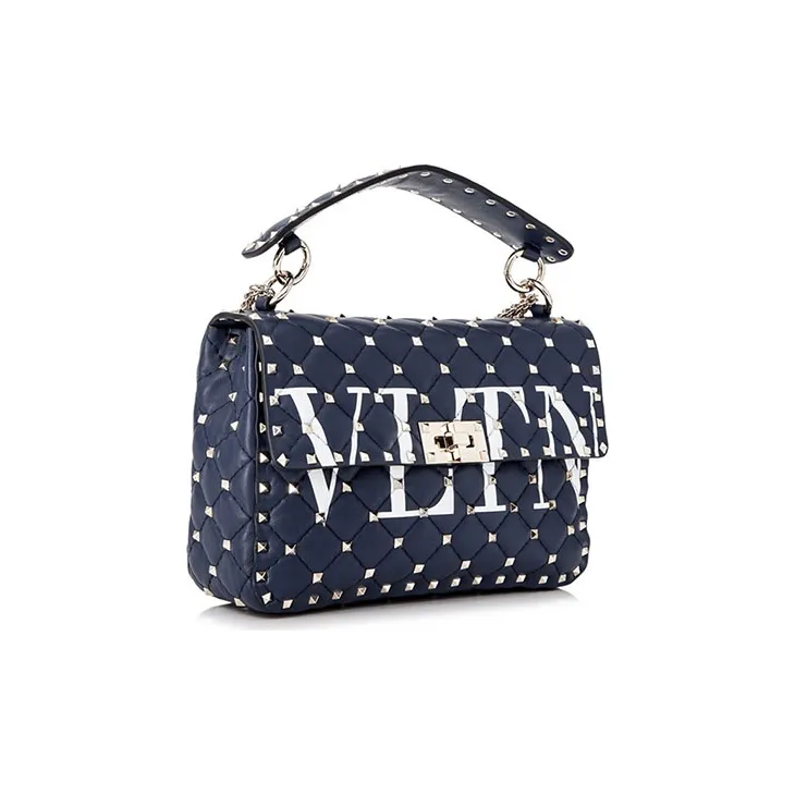 Valentino Cow Leather Shoulder Bag, Crossbody Bag, Handbag Women's Blue-2