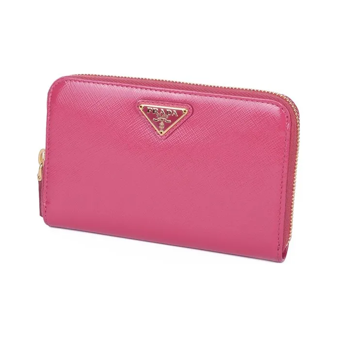 PRADA Leather Wallet Women's Pink/Pink Peony-2