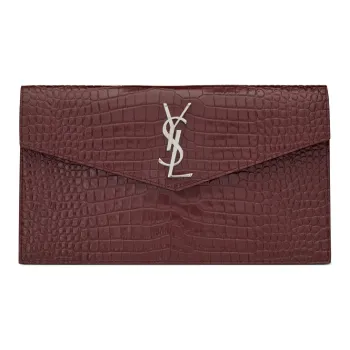 SAINT LAURENT UPTOWN Cow Leather Clutch Small Size Women's Deep Red
