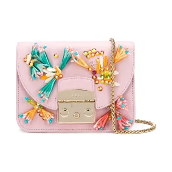 Furla Metropolis Collection Cow Leather Crossbody Bag Mini Women's Pink