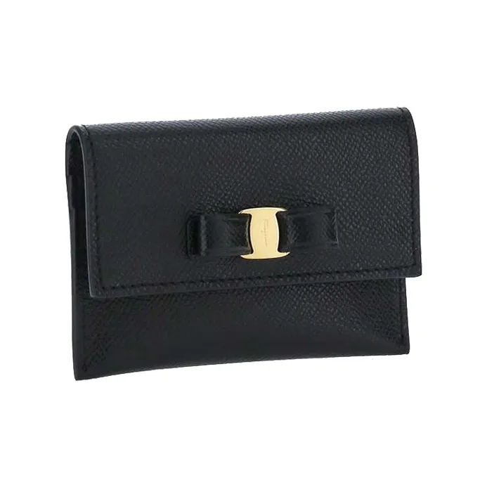 FERRAGAMO Leather Wallet Women's Black-2