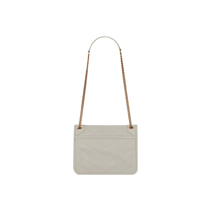 SAINT LAURENT Lambskin Hobo Bag One Shoulder Handbag Crossbody Bag Mini Women's White-4