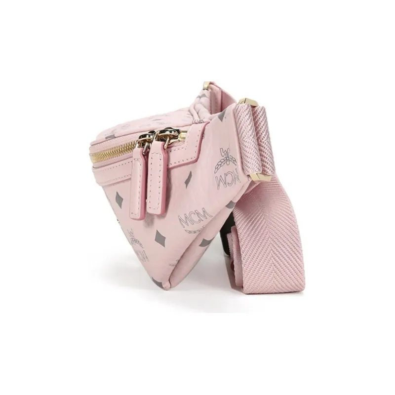 MCM Artificial Leather Sling Bag Small Size Women's Soft Pink-2