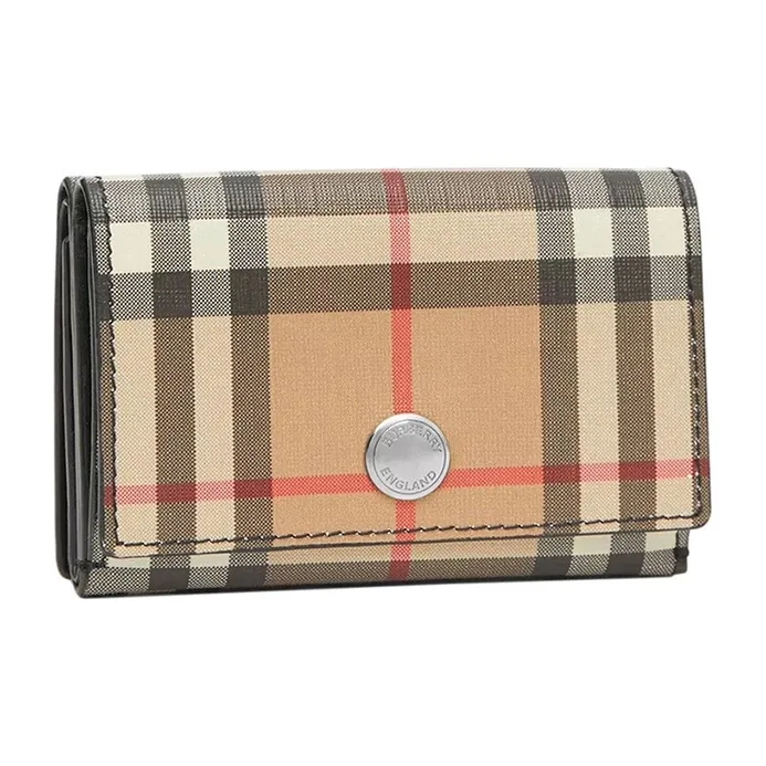 Burberry Leather Card Holder Wallet Unisex Beige Yellow-1