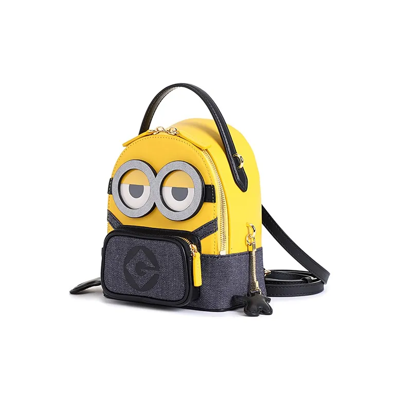 FION Minions Collaboration PVC Earphone Case Backpack Mini Women's Yellow/Dark Blue-2