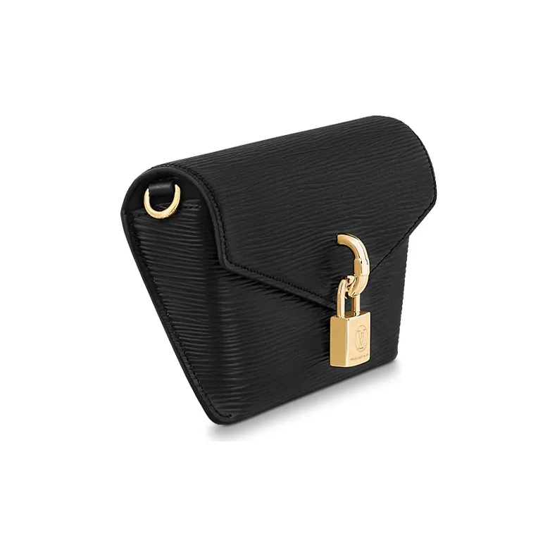 LOUIS VUITTON Padlock On Strap Cow Leather Handbag Women's Black-2
