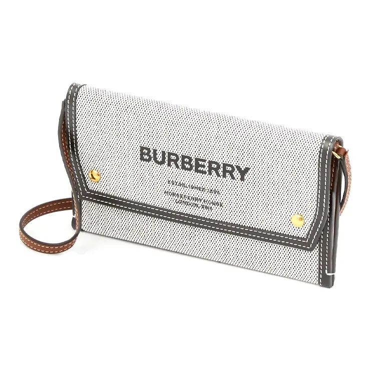 Burberry Horseferry Canvas Cell Phone Case Shoulder Bag Crossbody Bag Clutch Cell Phone Pouch Unisex Gray/Black-2