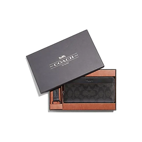 COACH Boxed Canvas With Leather Wallet Men's Black & Deep Monogram