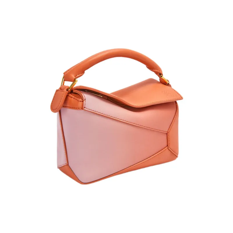 LOEWE Puzzle Nappa Calfskin Shoulder Bag Crossbody Bag Mini Women's Coral Red/Light Pink-2