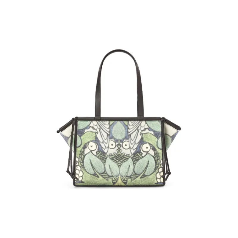LOEWE Cushion Tote Felt With Calfskin Tote One Shoulder Handbag Small Size Women's Green-4