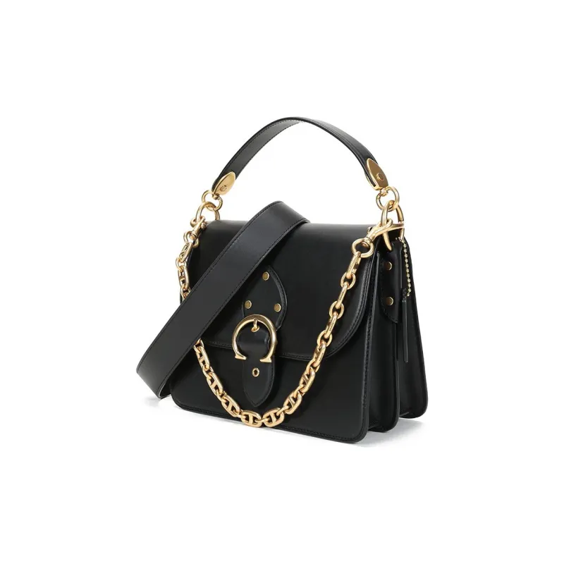 COACH Beat Leather Portable Crossbody Bag Shoulder Bag Medium Size Women's Brass/Black-1