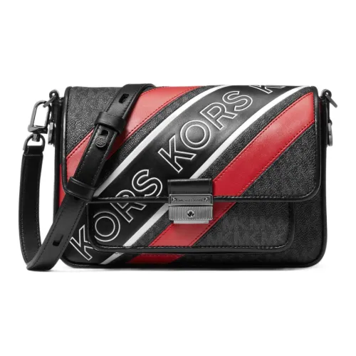 MICHAEL KORS Bradshaw Canvas Shoulder Bag Crossbody Bag Medium Size Women's Black & Red