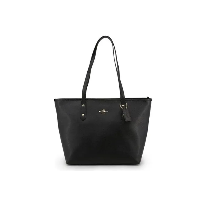 COACH City Zip Tote Cow Leather Tote Bag, Shopping Bag, Shoulder Bag Women's Black-1