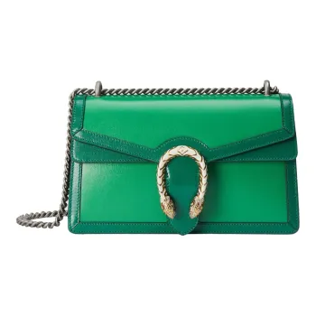 GUCCI Dionysus Leather Crossbody Bag Shoulder Bag Small Size Women's Green & Bright Green