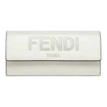 FENDI Calfskin Clutches Wallet Women's Light Gray
