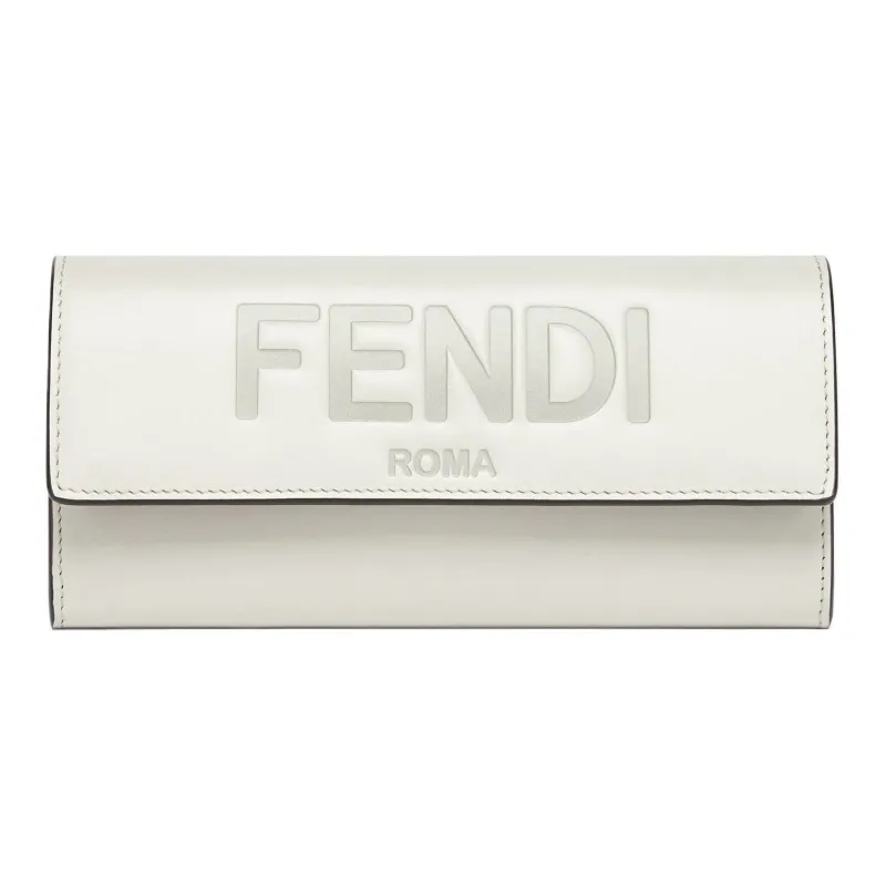 FENDI Calfskin Clutches Wallet Women's Light Gray-0