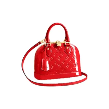LOUIS VUITTON Alma Patent Leather Dome Bag Shoulder Bag Crossbody Bag Handbag Women's Cherry Red