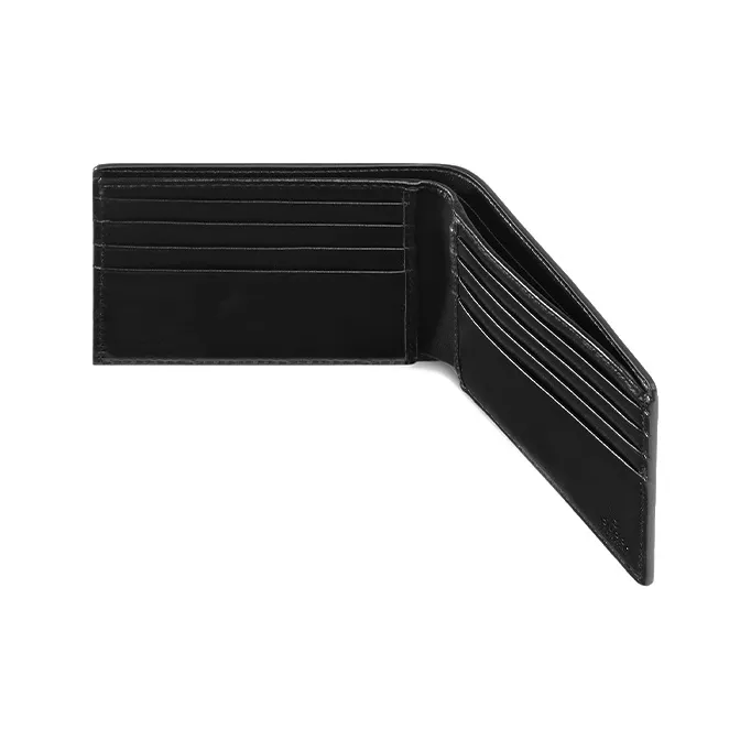 GUCCI Cow Leather Cropped Double Fold Card Holder Wallet Men's Black-4