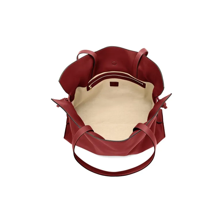 LOEWE Flamenco Nappa Cow Leather Clutch Large Size Women's Red-3