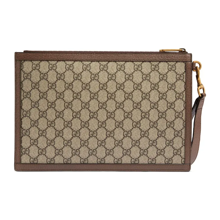 GUCCI Disney Collaboration Leather Logo Canvas With Leather Clutch Unisex Ebony-2