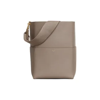 CELINE Grain Cow Leather Bucket Bag Portable Crossbody Bag Shoulder Bag Women's Taupe