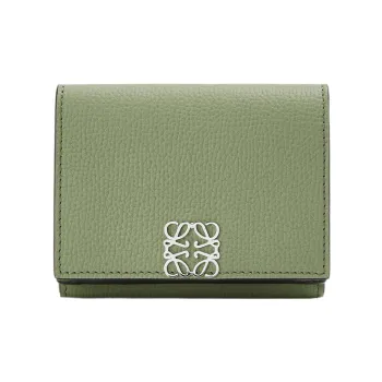 LOEWE Anagram Pebble Grain Calfskin Wallet Women's Green