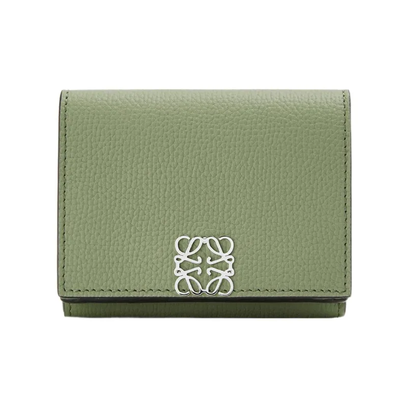 LOEWE Anagram Pebble Grain Calfskin Wallet Women's Green-0