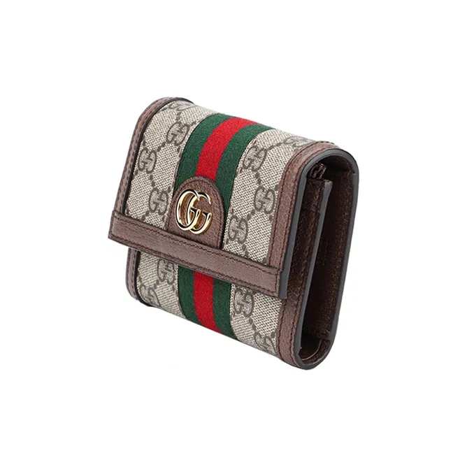 GUCCI Ophidia Canvas Wallet Women's Ebony & Brown-2
