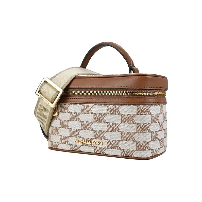MICHAEL KORS Jet Set Fabric Box Bag, Makeup Bag, Handbag, Shoulder Bag, Crossbody Bag Regular Women's Brown-1
