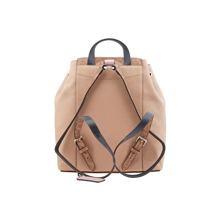 COACH Evie Canvas With Leather Backpack Women's Light Khaki & Khaki Monogram-3