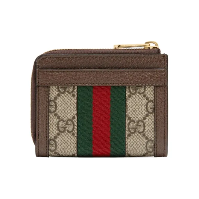 GUCCI Canvas With Leather Coin Purses Wallets Unisex Ebony/Brown-2
