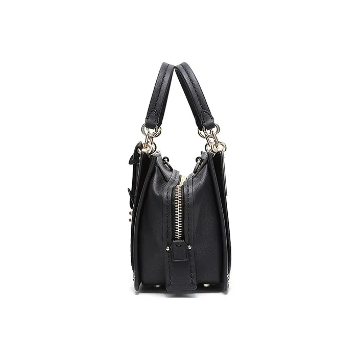 COACH Leather Portable Crossbody Bag, Shoulder Bag Trumpets Women's Black-2