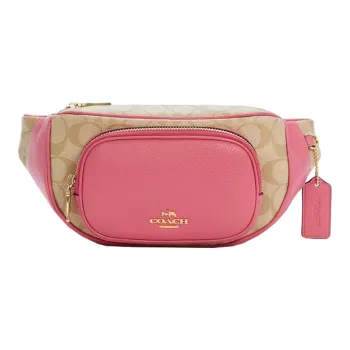 COACH Court Fabric Sling Bag Fanny Pack Small Size Women's Pink Monogram Multicolor