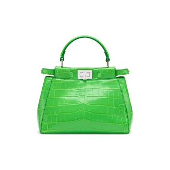 FENDI Peekaboo Crocodile Leather Shoulder Bag, Crossbody Bag, Handbag Mini Women's Green