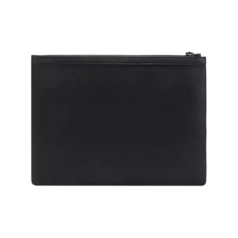 BALLY Classic Coated Recycled Cow Leather Clutch Regular Men's Black-2