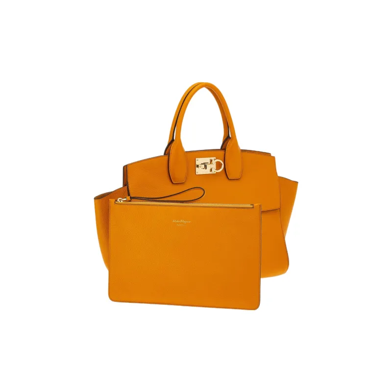 FERRAGAMO Studio Collection Cow Leather One Shoulder Handbags Women's Orange-4