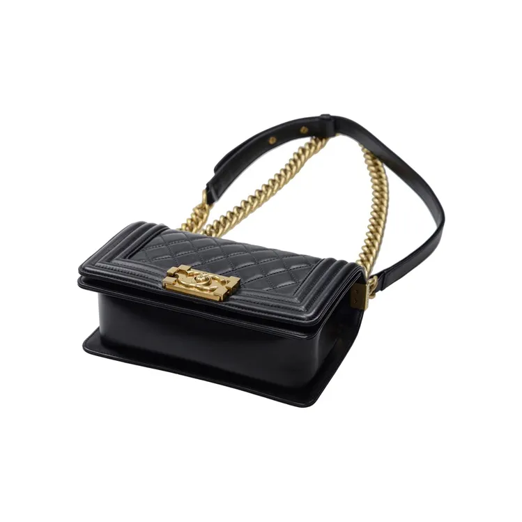 CHANEL LEBOY Calfskin Shoulder Bag, Crossbody Bag Trumpets Women's Black-3