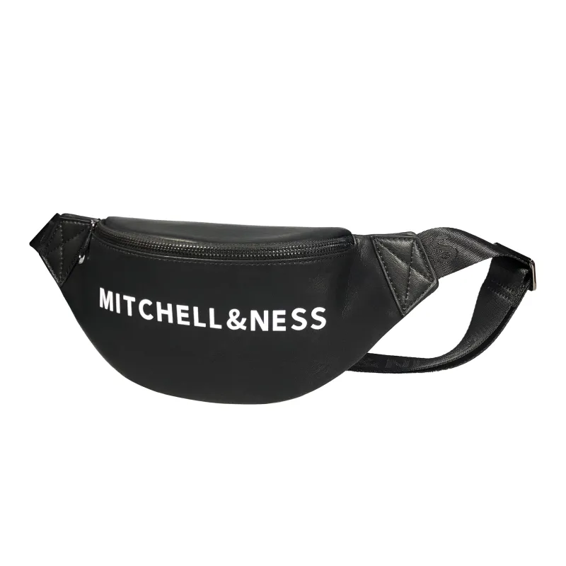 Mitchell & Ness Microfiber Synthetic Leather Fanny Pack Regular Unisex Black-1