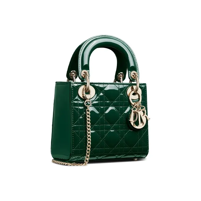 DIOR Lady Dior Cow Leather Three Compartment Dior Bag Handbag Shoulder Bag Crossbody Bag Mini Women's Pine Green-1