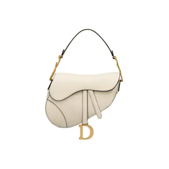 DIOR Saddle Grained Calfskin Saddle Bag Handbag, Shoulder Bag Women's White